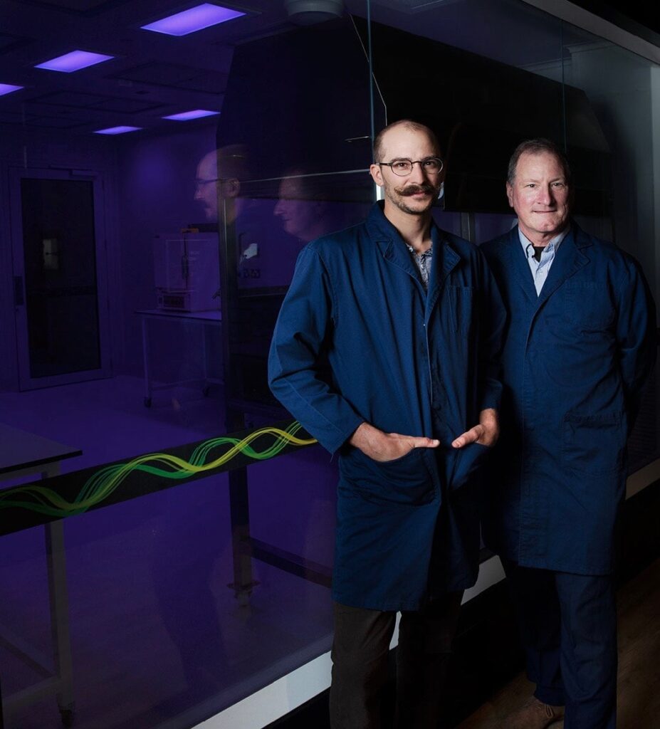Mr Samuel  Eggenberger and Professor Gregg Suaning. Bionic eye research
