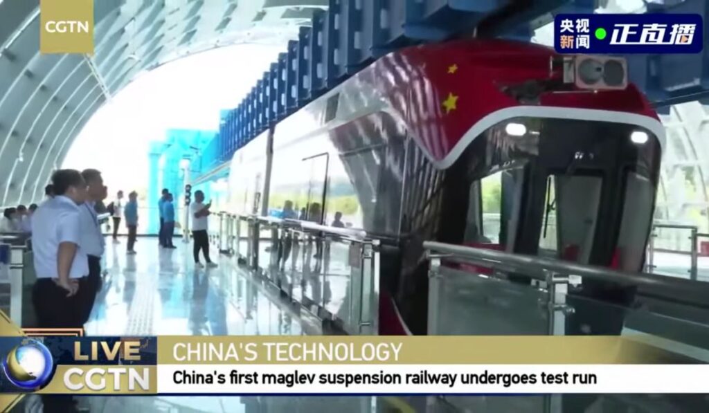 China Launches Experimental Suspended Maglev Sky Train