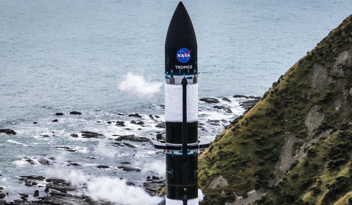 Rocket Lab's Electron rocket on the pad at Launch Complex 1 in New Zealand